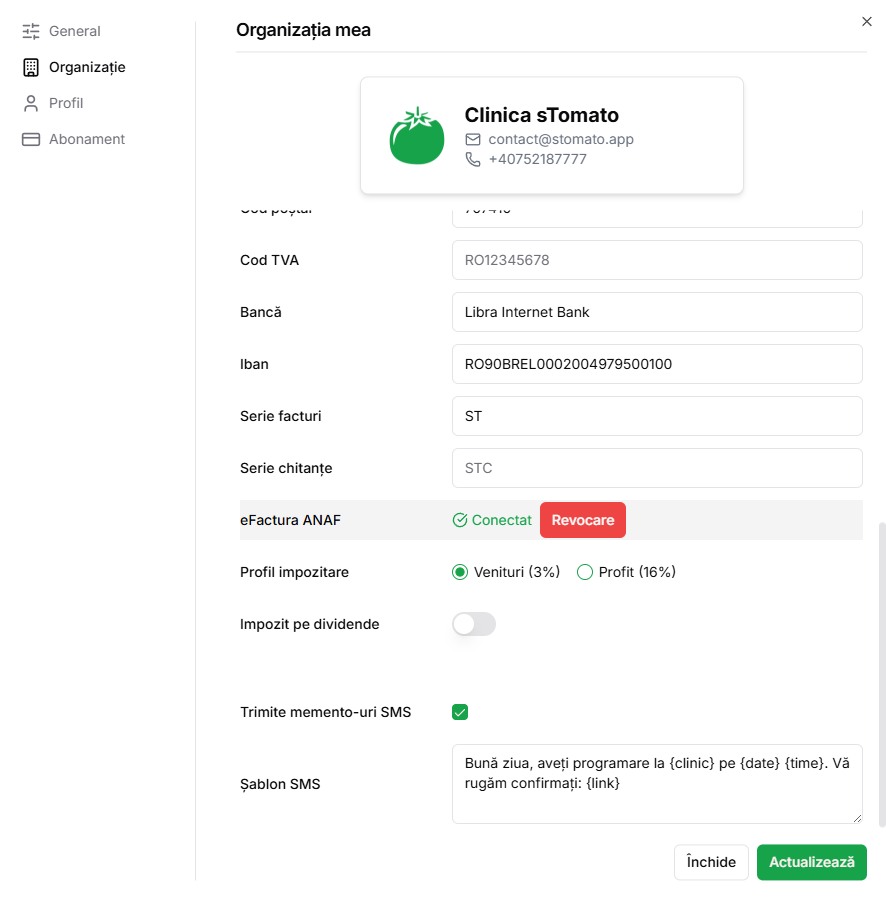 Integrare eFactura ANAF în sTomato
