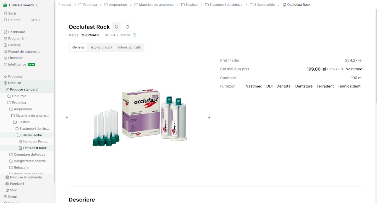 Comparație prețuri materiale dentare între furnizori